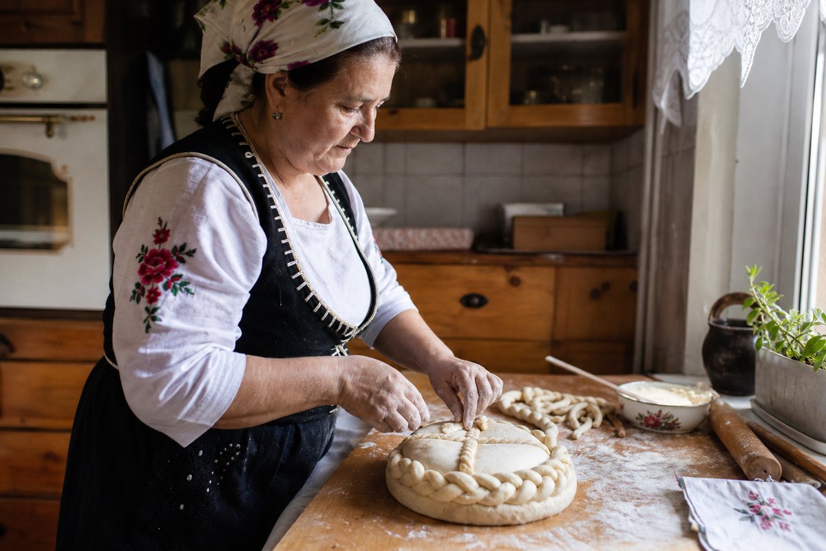 Priprema tradicionalnog slavskog kolača u domaćoj kuhinji